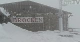 Schneesturm und Nebel auf dem Brocken